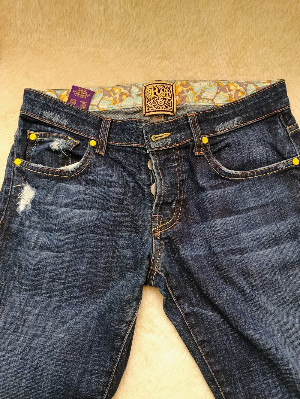 Rich & Skinny Button Fly Distressed Skinny Jeans Size 25